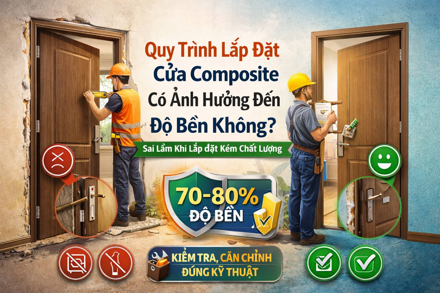 QUY TRÌNH LẮP ĐẶT CỬA COMPOSITE CÓ ẢNH HƯỞNG ĐẾN ĐỘ BỀN KHÔNG?