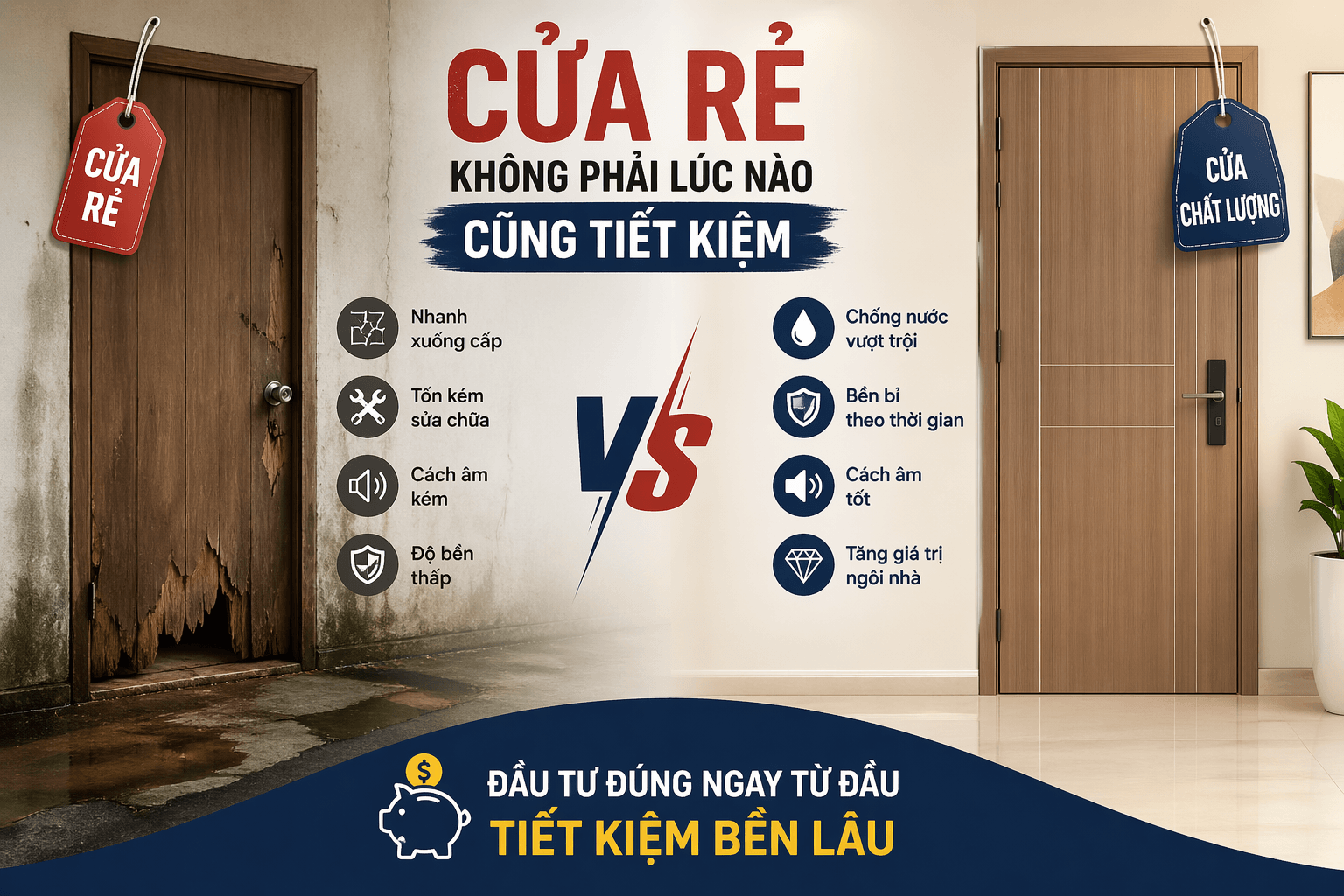 Cửa rẻ KHÔNG phải lúc nào cũng tiết kiệm – Sự thật nhiều người bỏ qua khi làm cửa