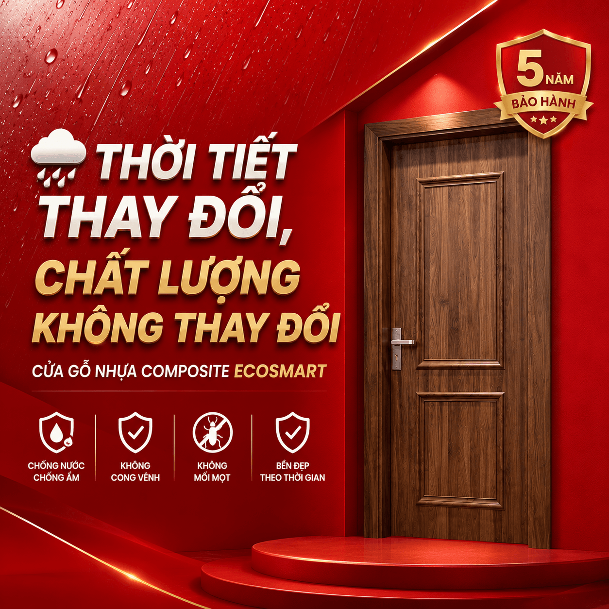 Thời tiết thay đổi, chất lượng không thay đổi cùng cửa gỗ nhựa Composite Ecosmart