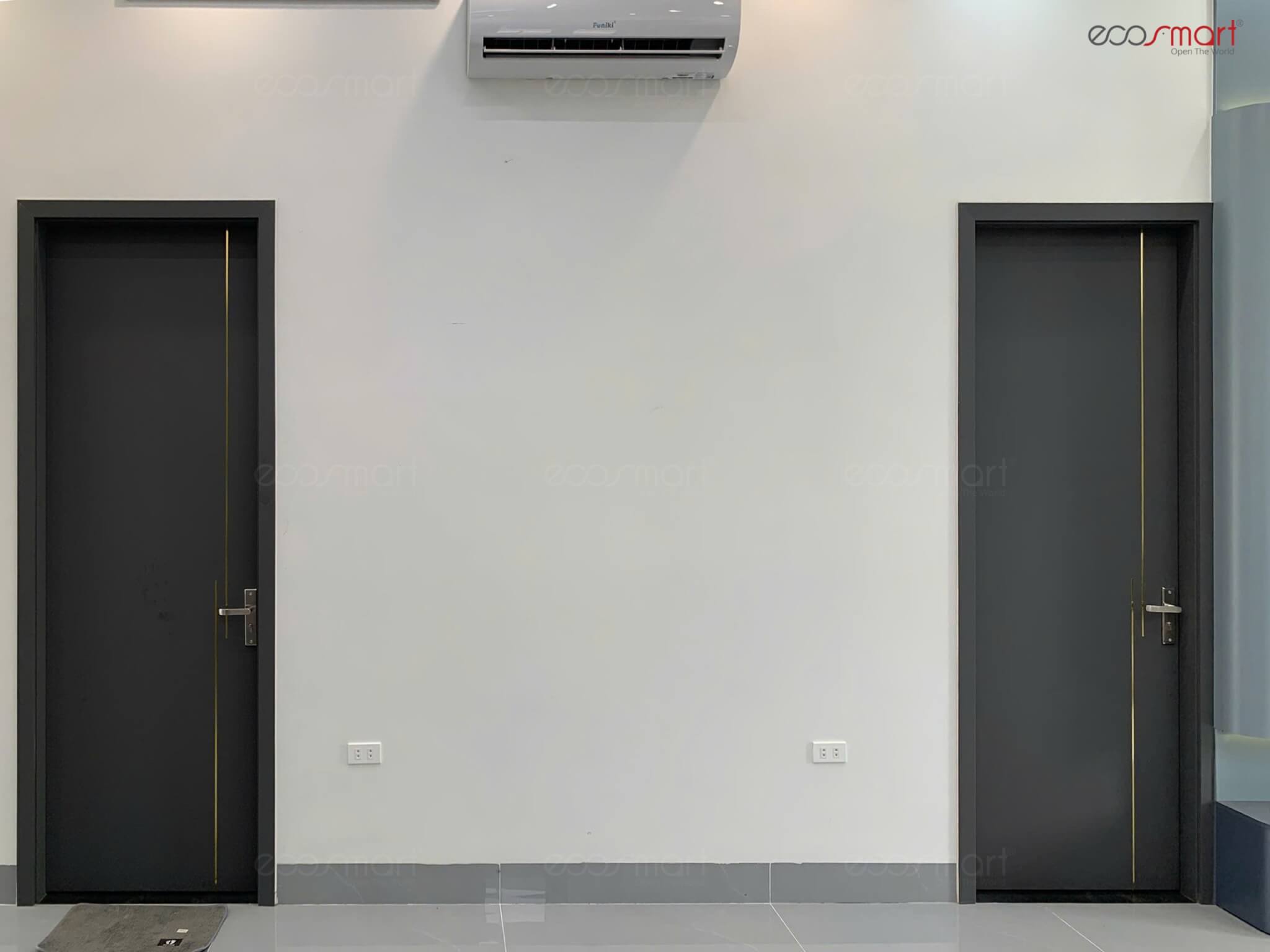 Mẫu cửa gỗ nhựa Composite Ecosmart M46 kết hợp chỉ nhôm