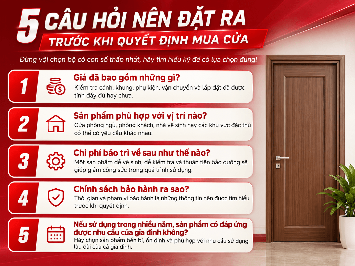 5 câu hỏi nên đặt ra trước khi quyết định mua cửa