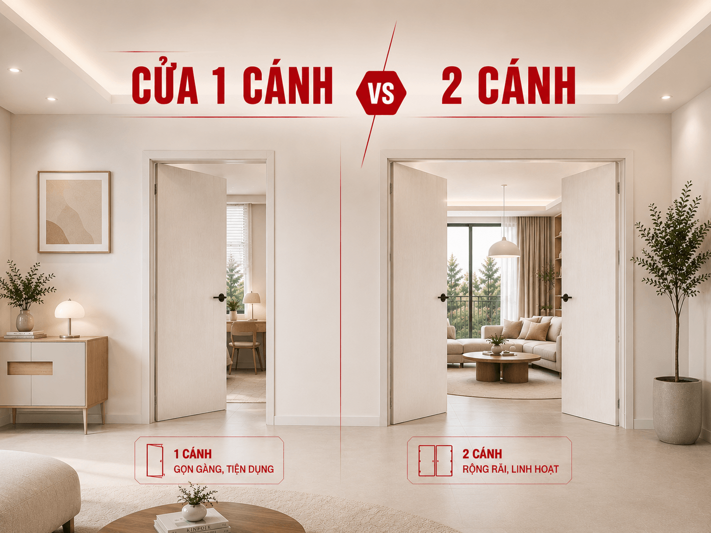 Cửa 1 cánh và 2 cánh: Nên chọn loại nào cho từng không gian?