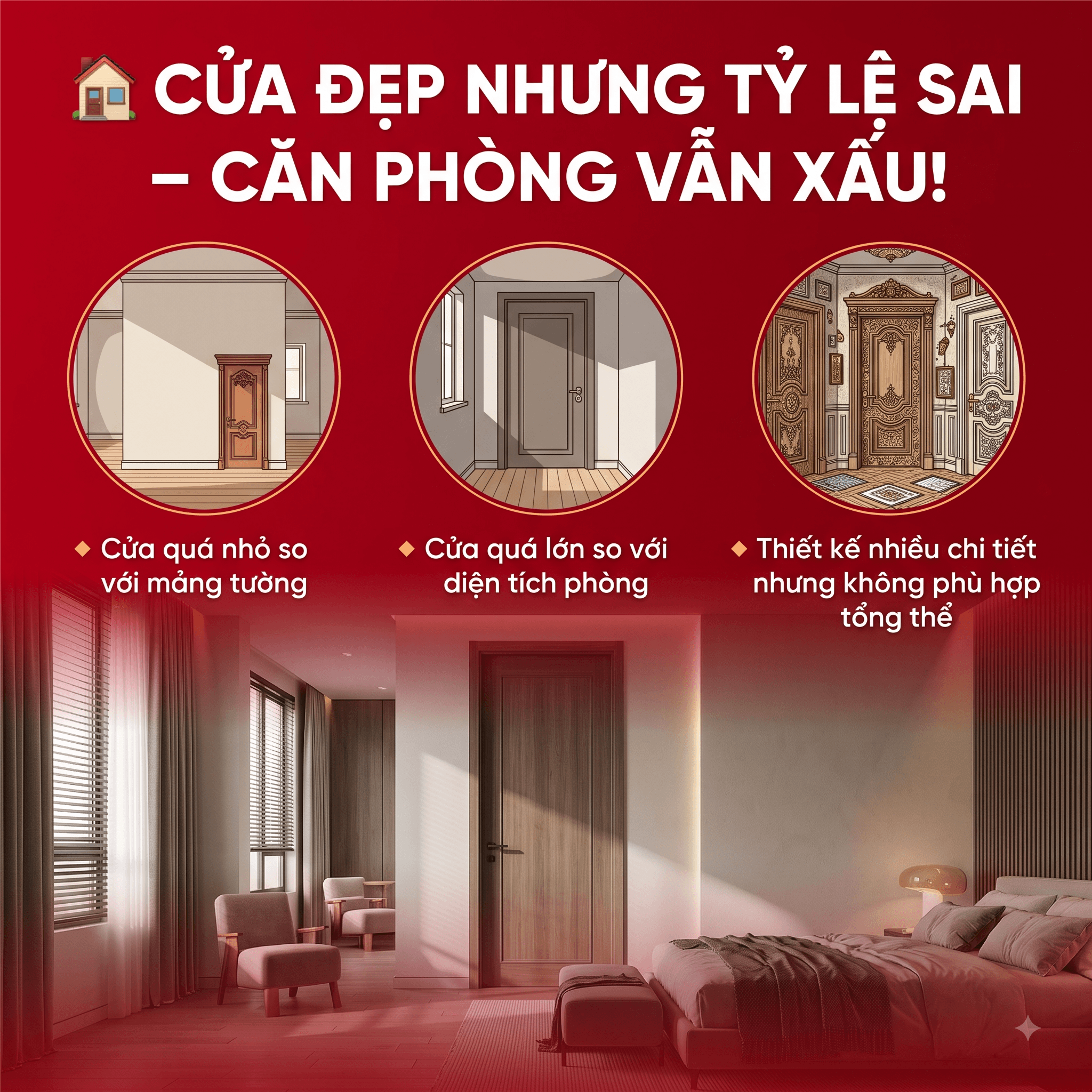 Cửa đẹp nhưng tỷ lệ sai – Vì sao căn phòng vẫn mất cân đối?