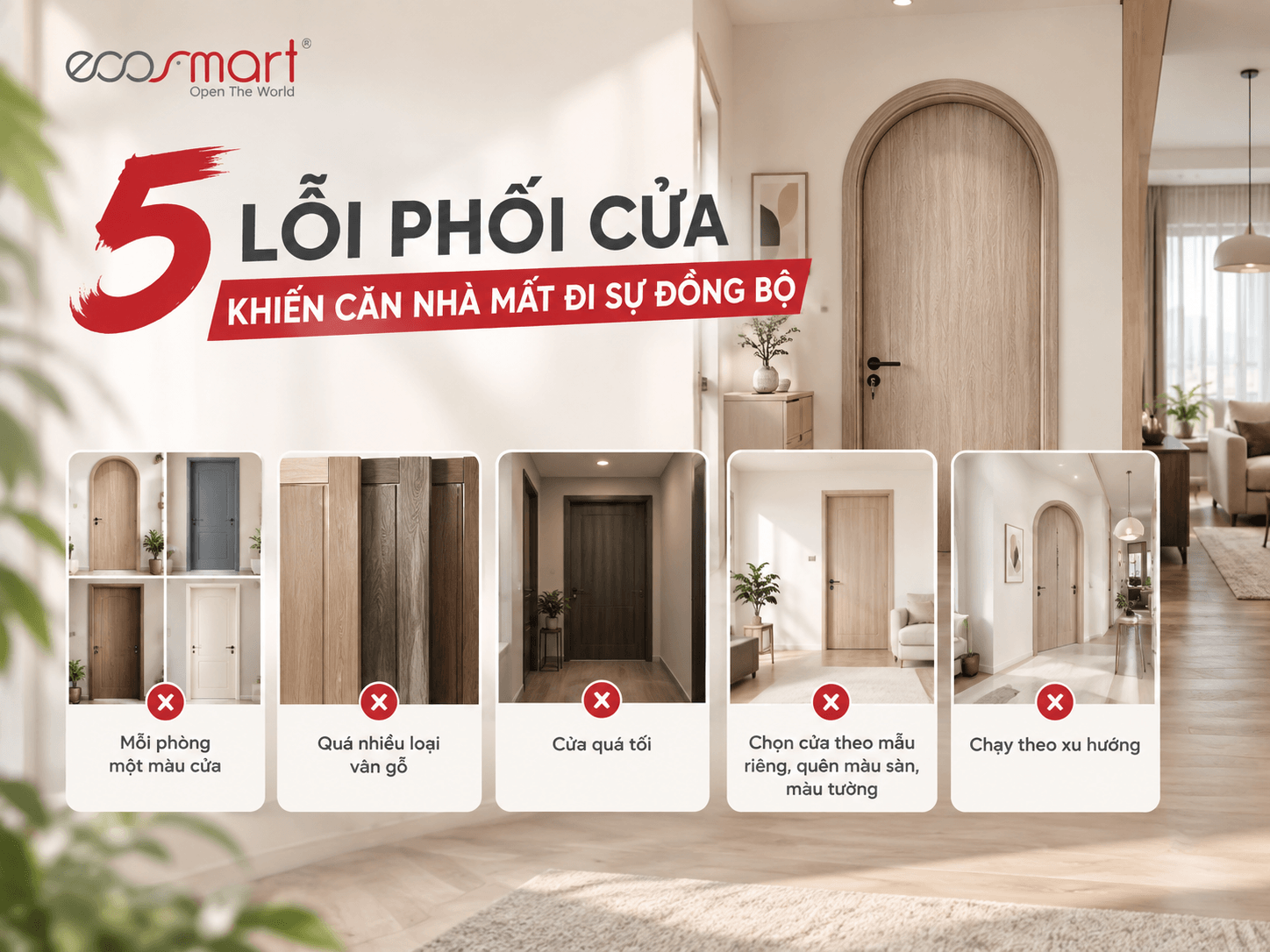 5 LỖI PHỐI CỬA KHIẾN CĂN NHÀ MẤT ĐI SỰ ĐỒNG BỘ